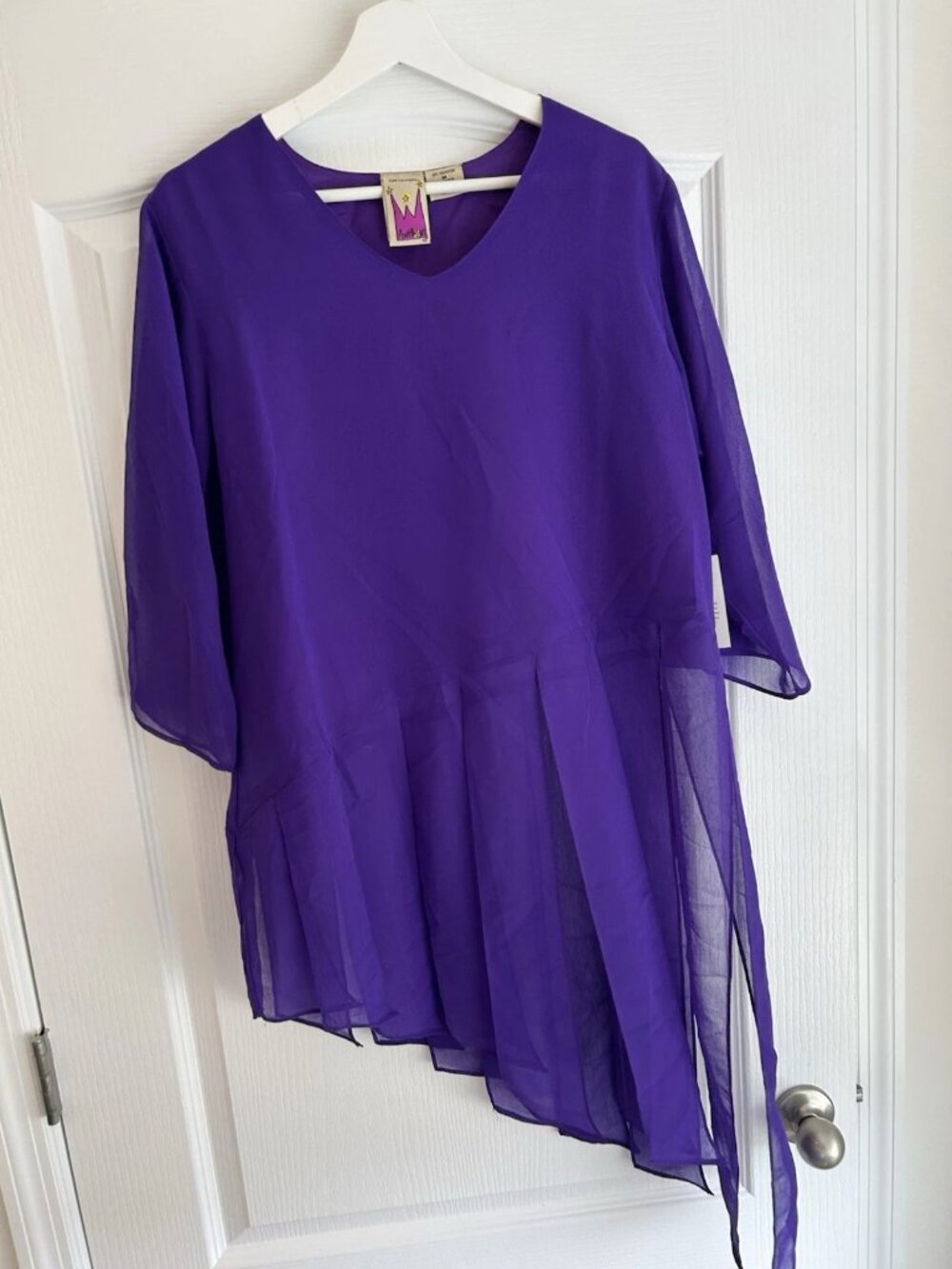 Anthony Originals shirt Top Pleated Chiffon Tunic Styled blouse women Medium New